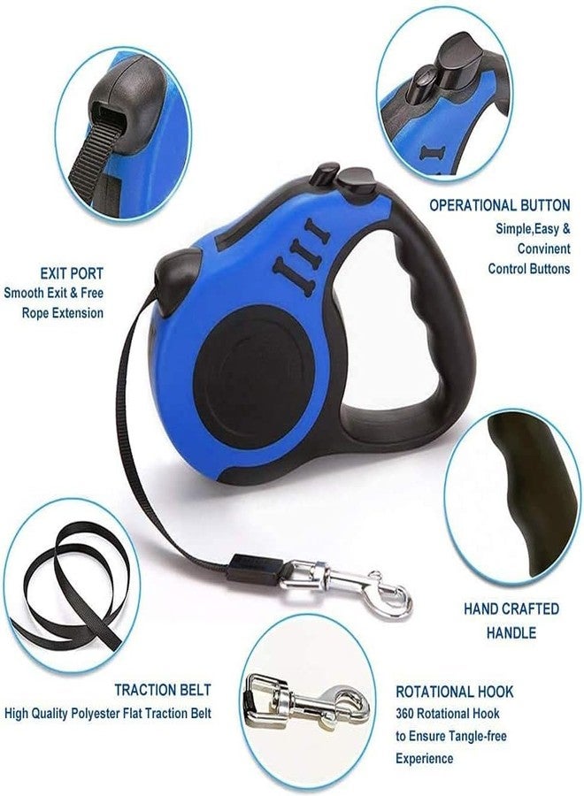 KRUPAVI Retractable Dog Leash | 5 Meter | for Large Dogs Up to 50 Kg | Heavy Duty Leash for Pets | Strong Nylon Tape, Anti-Slip Handle, Built in Spring, One-Click Brake Pause (Multi Color) - Image 3